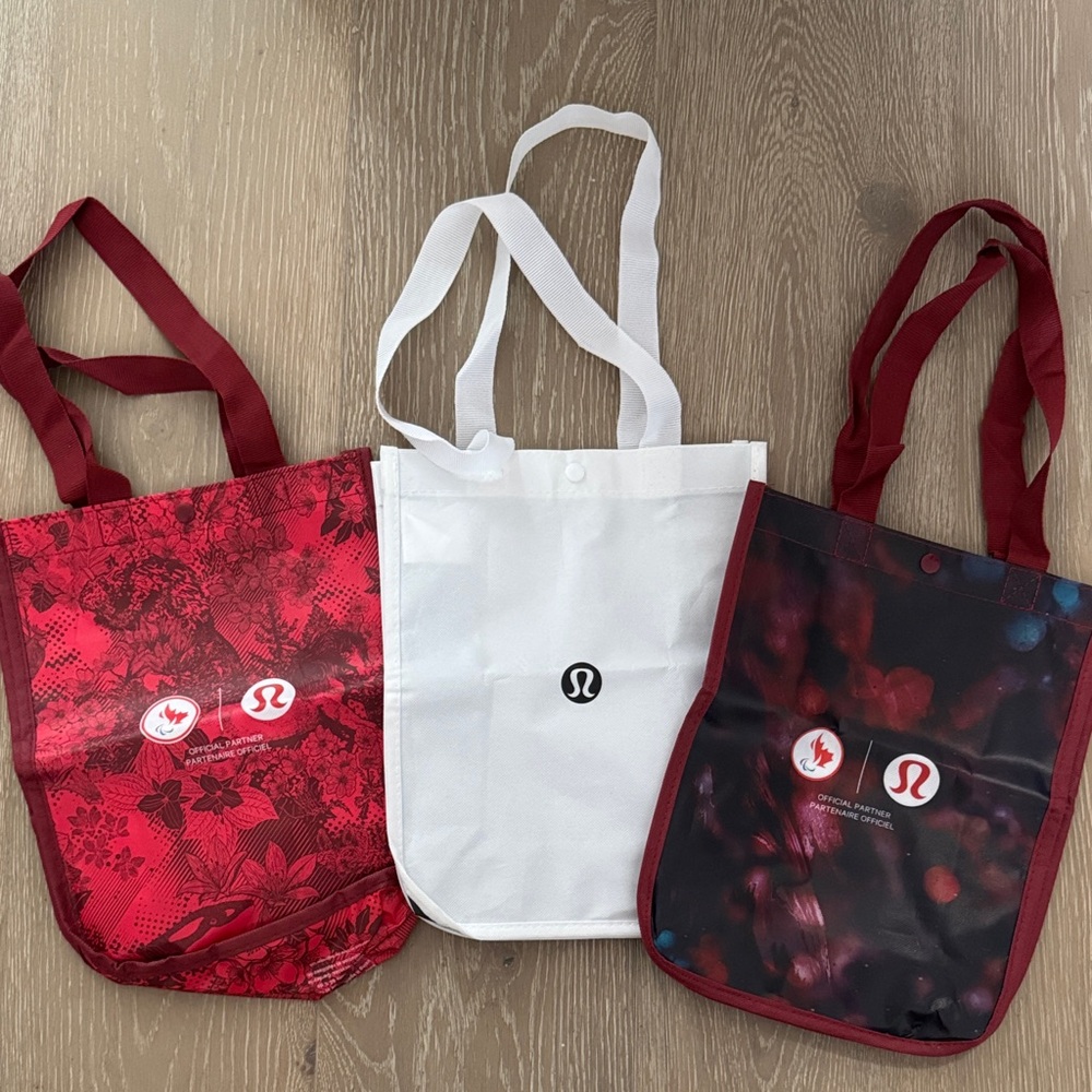 lululemon athletica Red, White, and Black Tote Trio